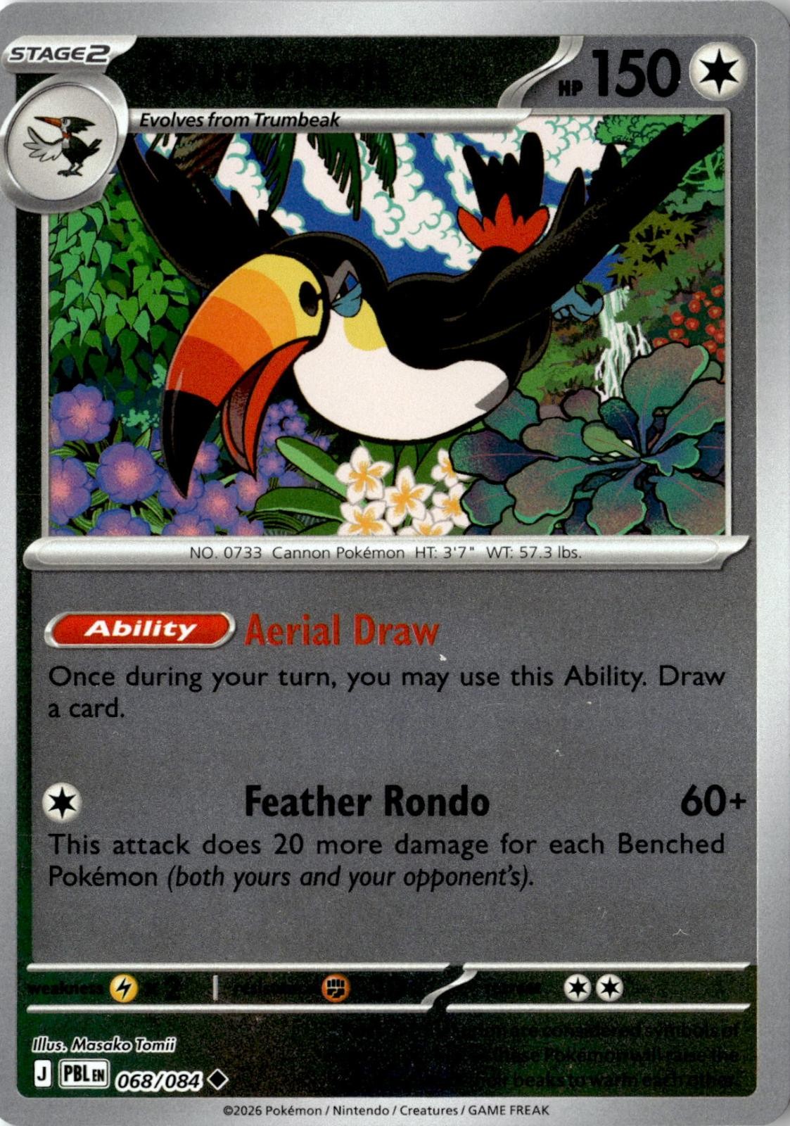 2026 POKEMON TOUCANNON 068/084 UNCOMMON PITCH BLACK REVERSE HOLO NEAR MINT