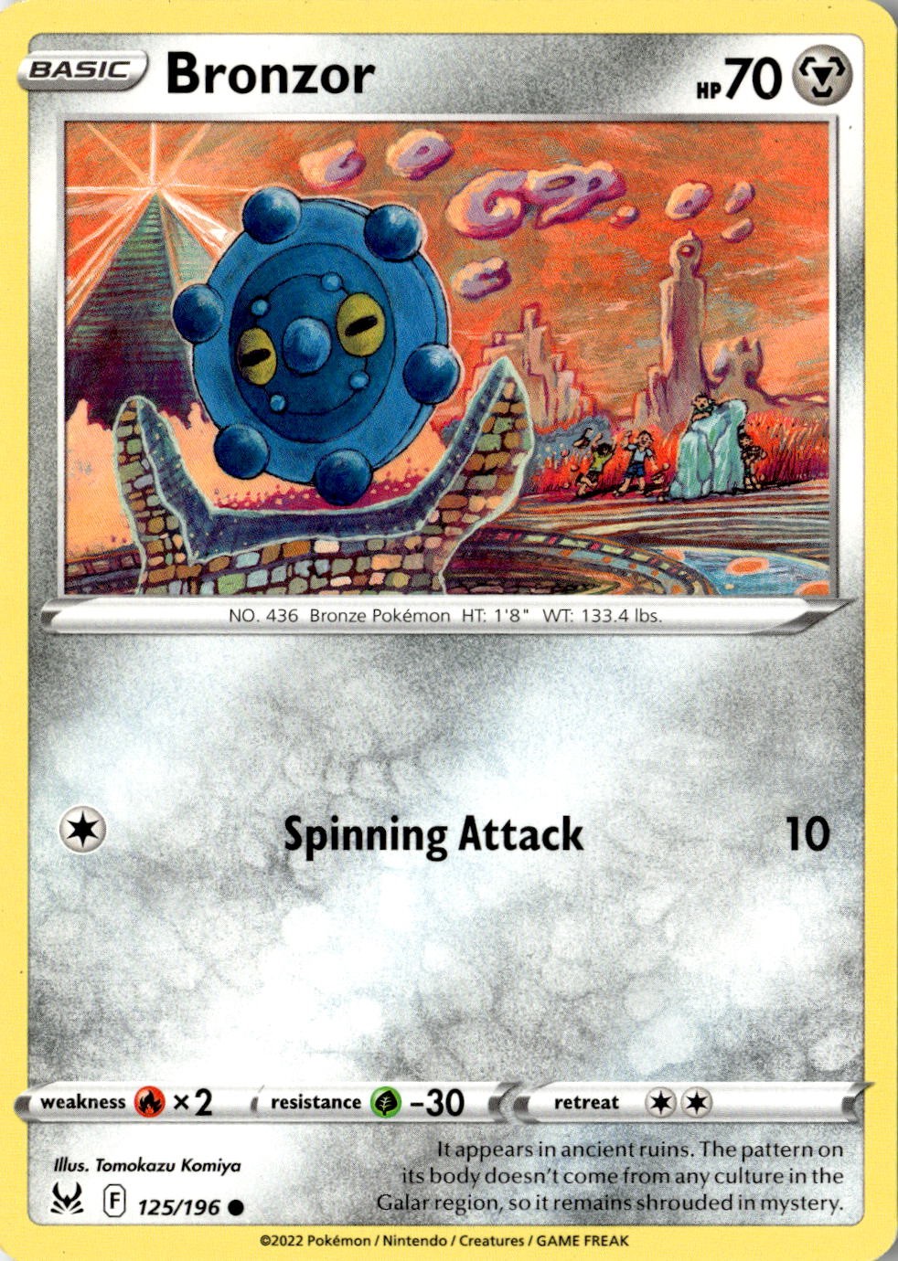 2022 POKEMON BRONZOR 125/196 COMMON LOST ORIGIN NEAR MINT