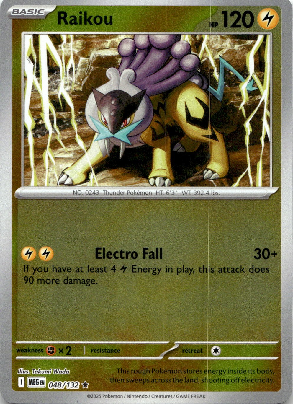 Raikou 048/132 Rare Mega Evolution Pokemon Reverse Holo Near Mint