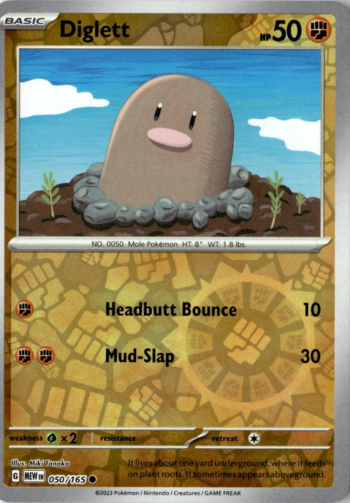 2023 POKEMON DIGLETT 050/165 COMMON 151 REVERSE HOLO NEAR MINT