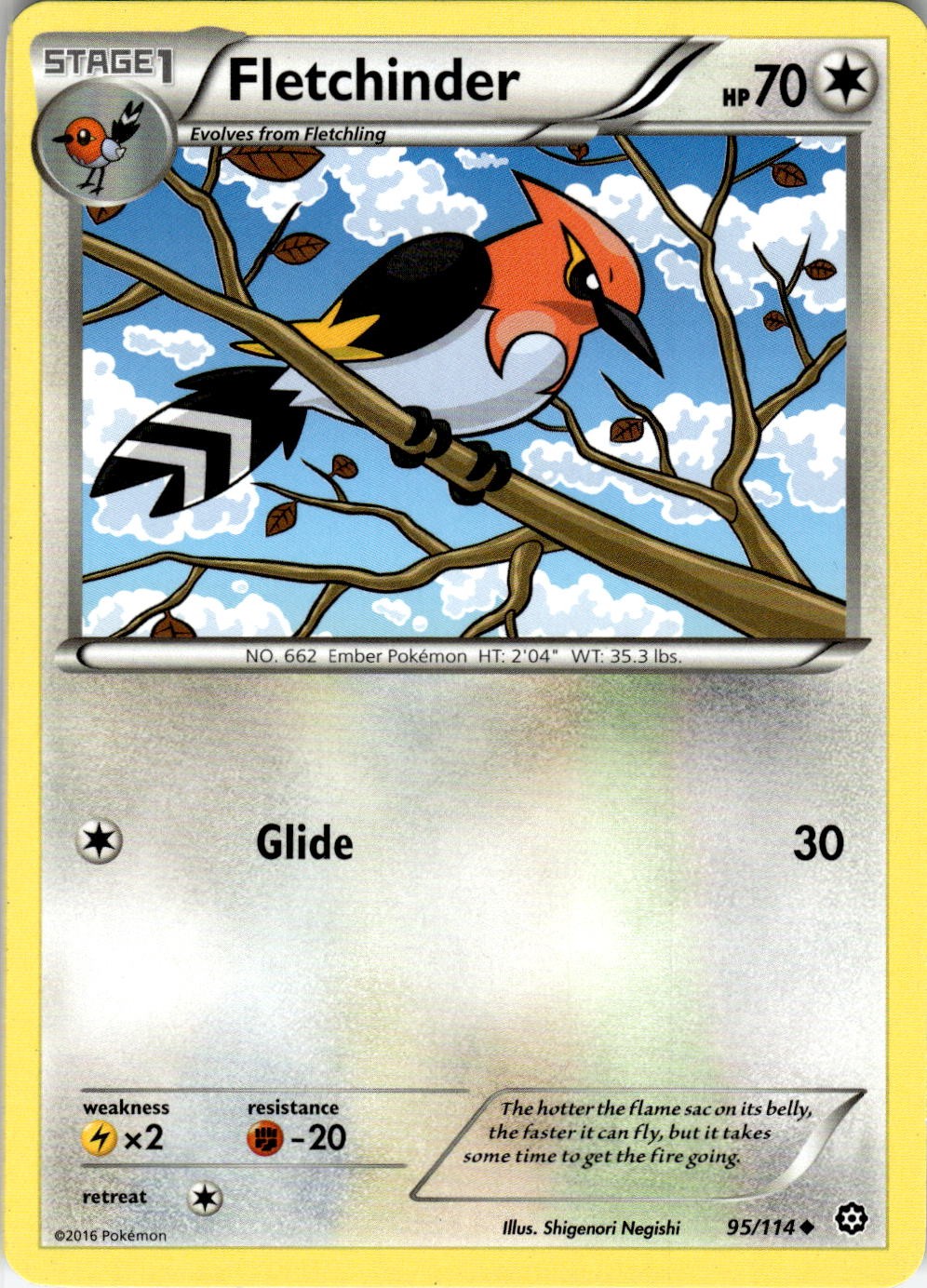 Fletchinder 95/114 Uncommon Steam Siege Pokemon Near Mint