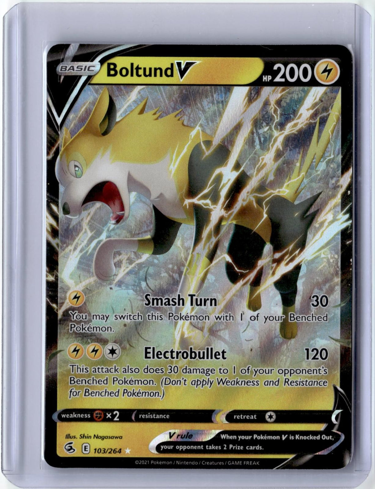 2021 POKEMON BOLTUND V 103/264 HOLO V RARE FUSION STRIKE NEAR MINT