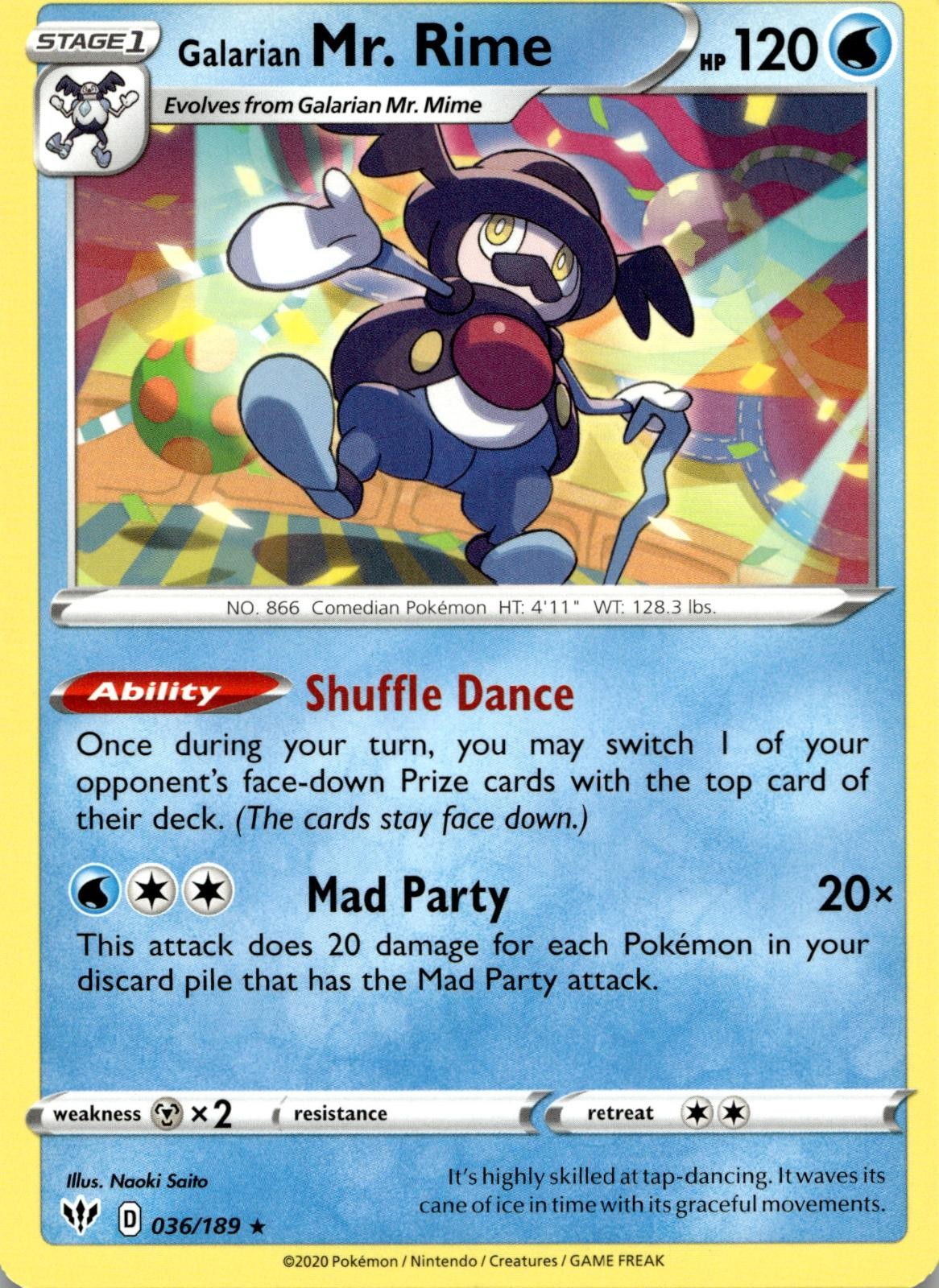 Galarian Mr. Rime 036/189 Rare Darkness Ablaze Pokemon Near Mint