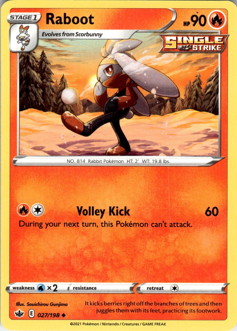 Raboot 027/198 Uncommon Chilling Reign Pokemon Near Mint