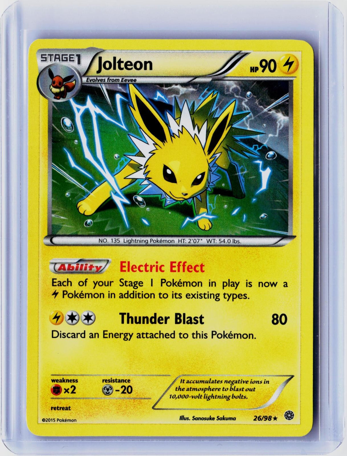 2015 POKEMON JOLTEON 26/98 HOLO RARE ANCIENT ORIGINS NEAR MINT