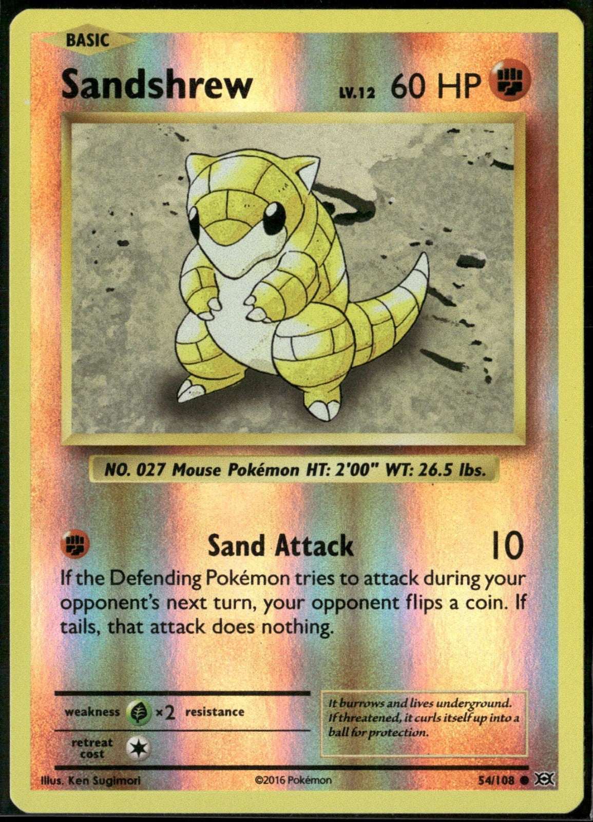 Sandshrew Reverse Holo Common XY - Evolutions 54/108 NM