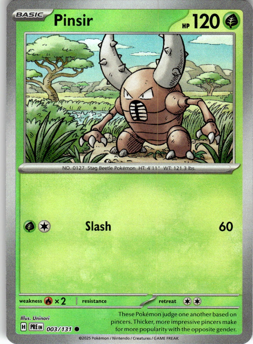 Pinsir 003/131 Common Prismatic Evolutions Pokemon Near Mint