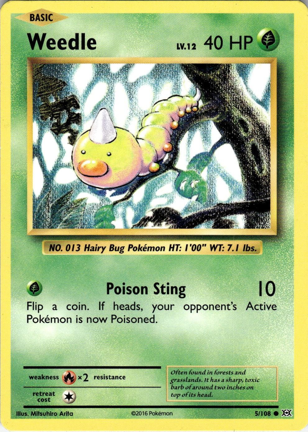 Weedle 5/108 Common Evolutions Pokemon Near Mint