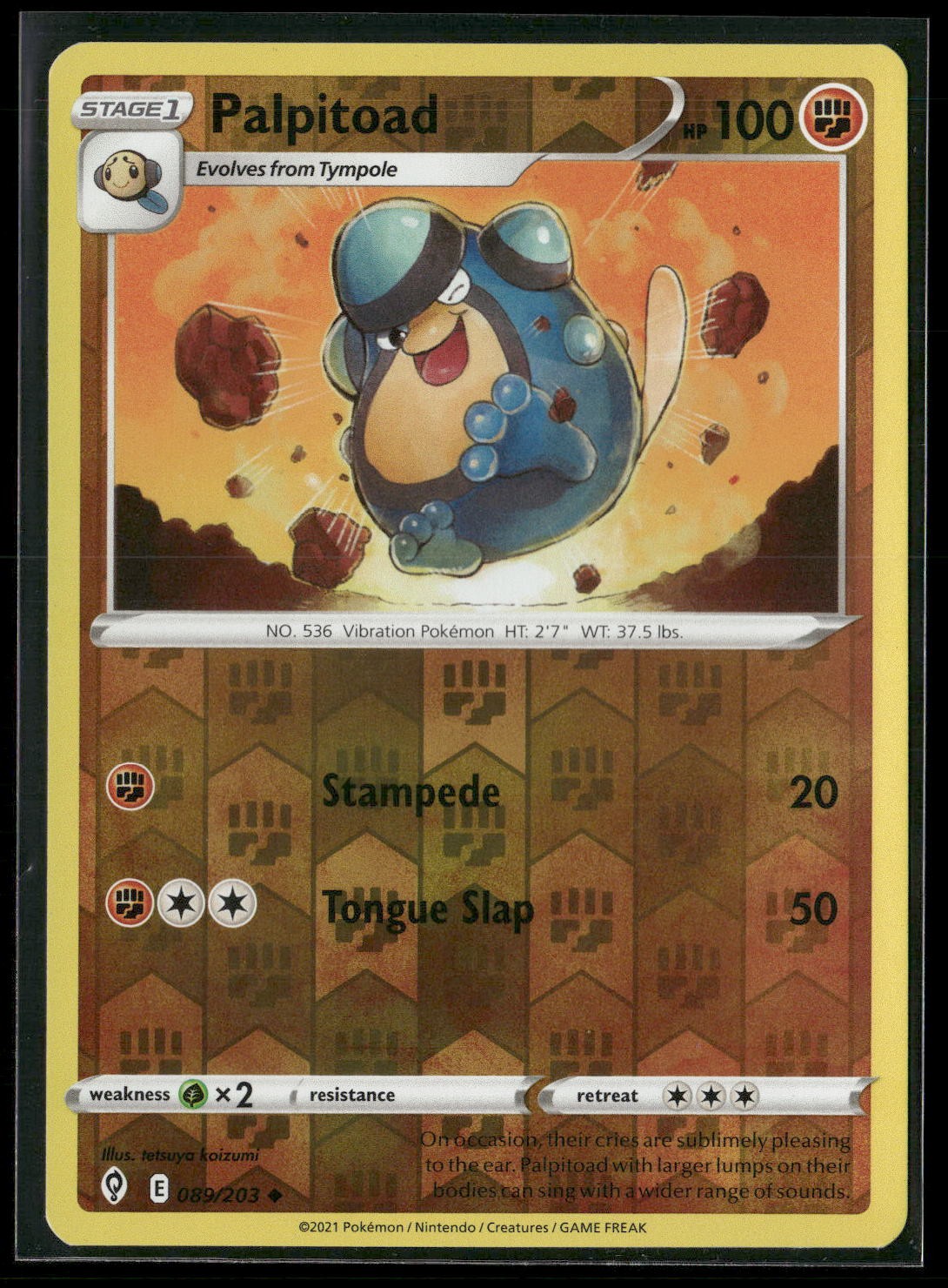Palpitoad Reverse Holo Uncommon SWSH07: Evolving Skies 089/203 NM