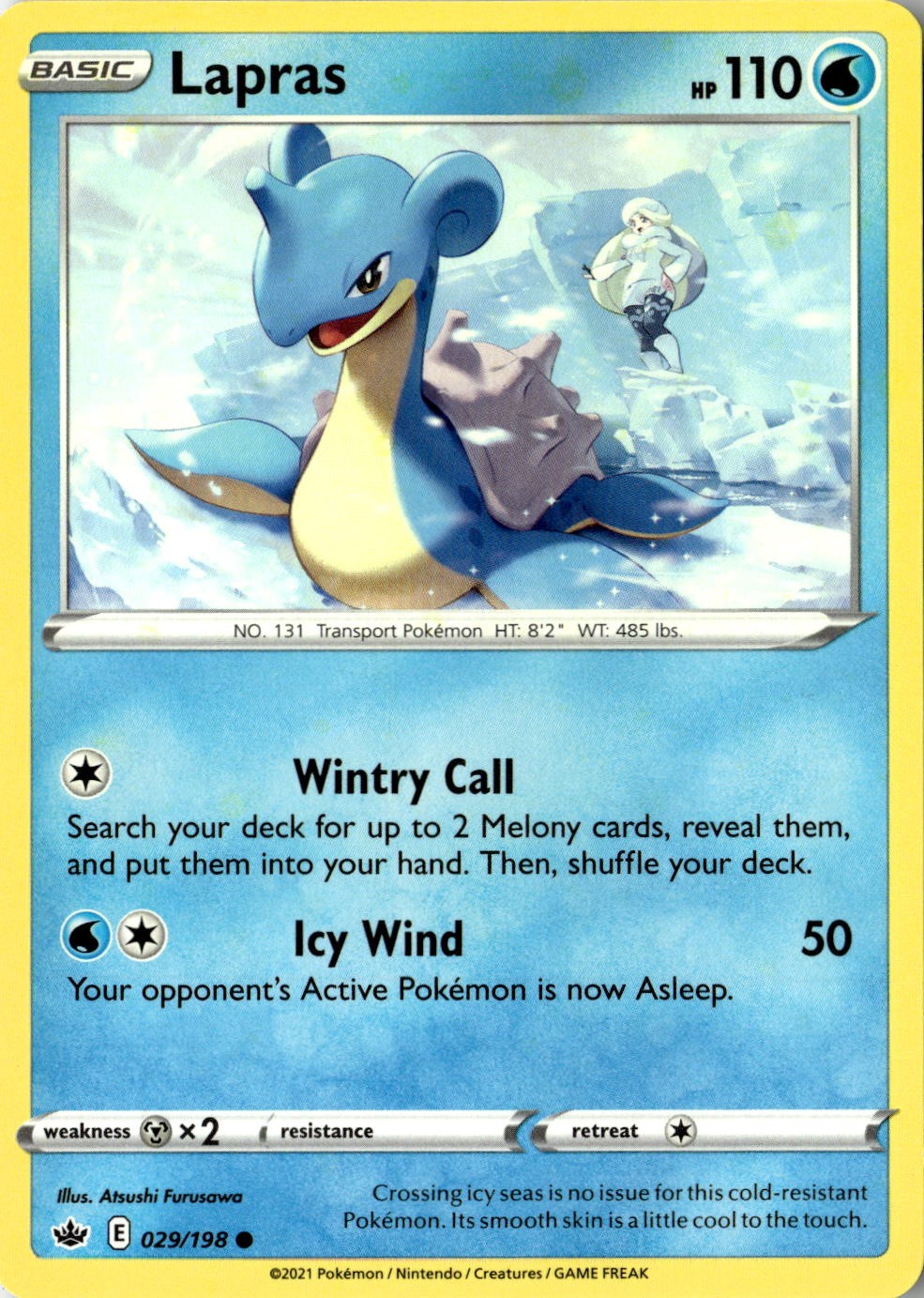 2021 POKEMON LAPRAS 029/198 COMMON CHILLING REIGN NEAR MINT