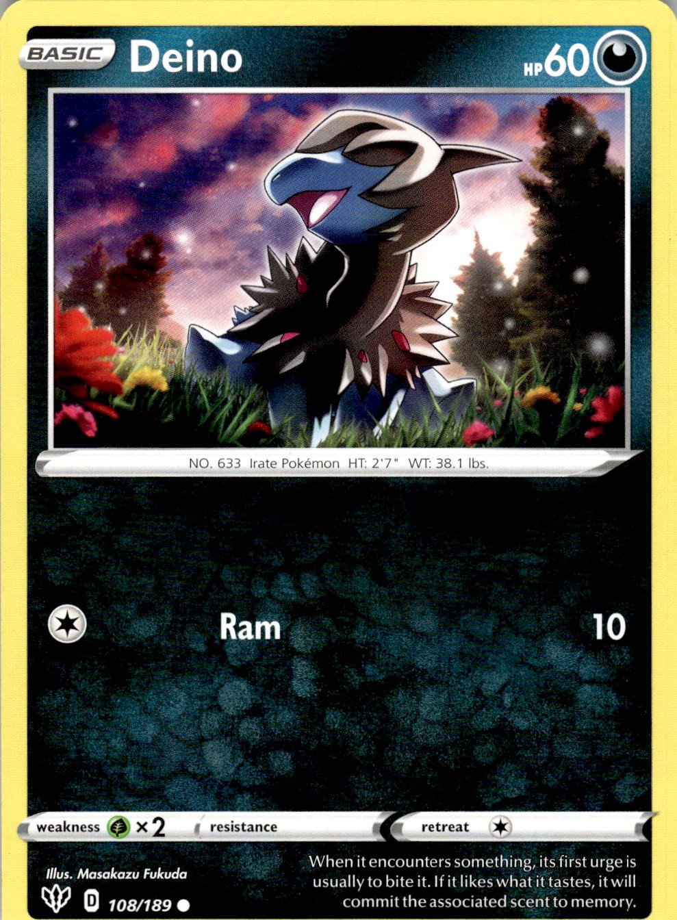 Deino 108/189 Common Darkness Ablaze Pokemon Near Mint