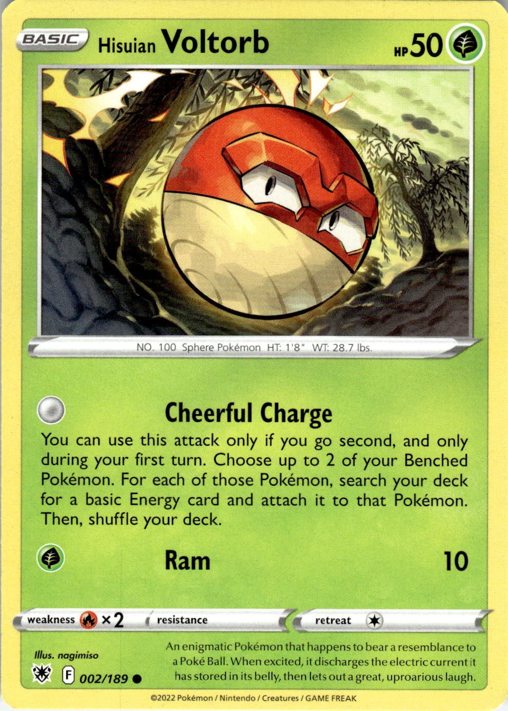 Hisuian Voltorb 002/189 Common Astral Radiance Pokemon Near Mint
