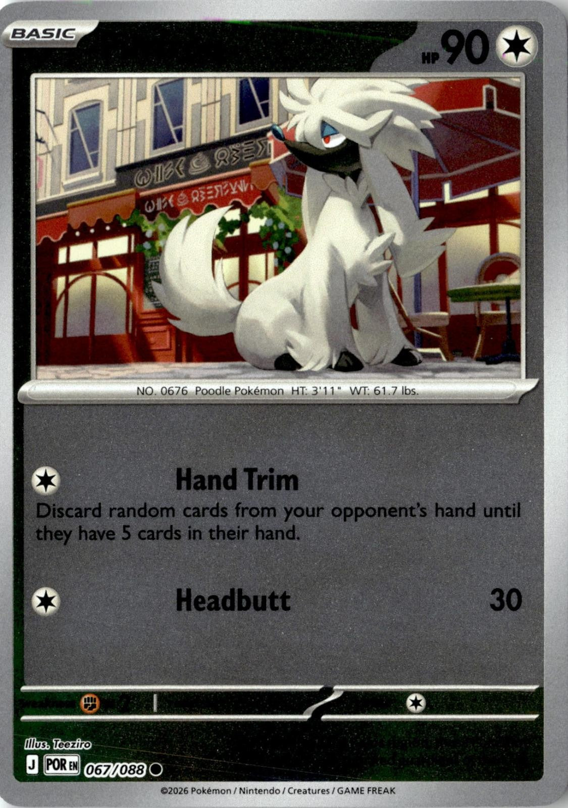 2026 POKEMON FURFROU 067/088 COMMON PERFECT ORDER REVERSE HOLO NEAR MINT