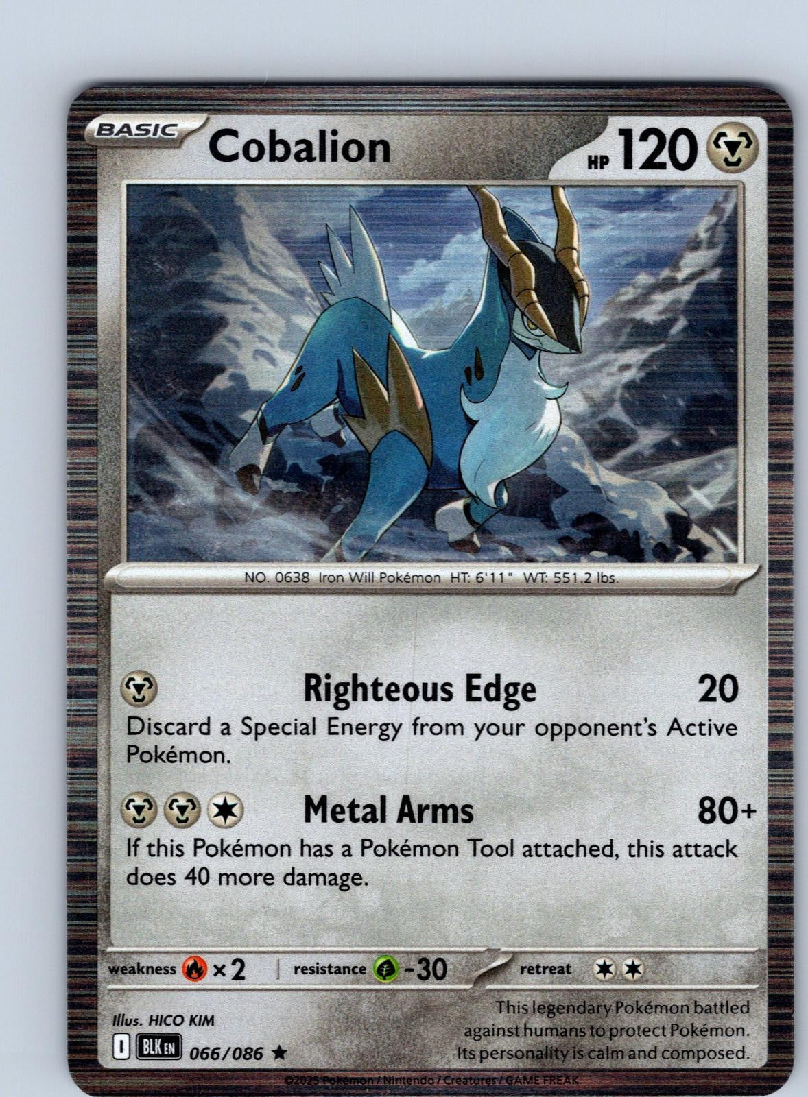 Cobalion 066/086 Holo Rare Black Bolt Pokemon Near Mint
