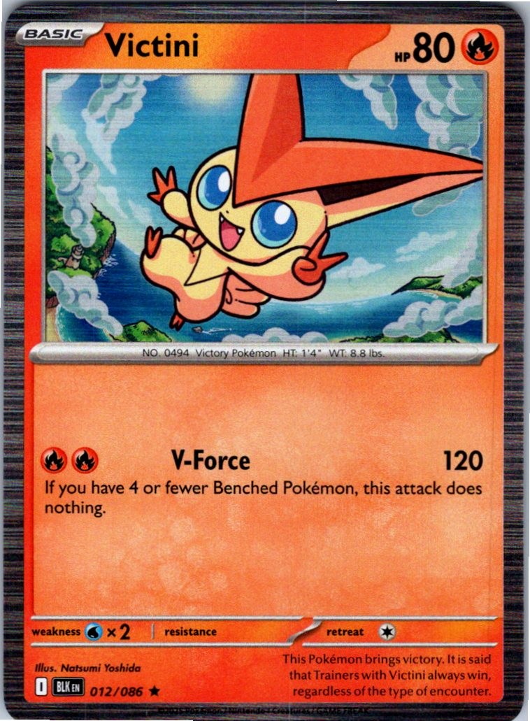 Victini 012/086 Holo Rare Black Bolt Pokemon Near Mint