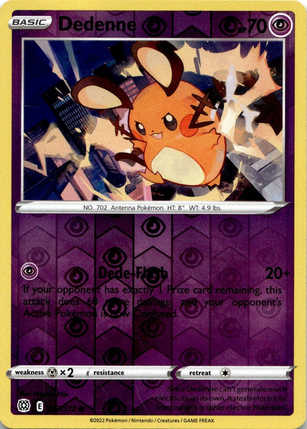 Dedenne 067/172 Common Brilliant Stars Pokemon Reverse Holo Lightly Played