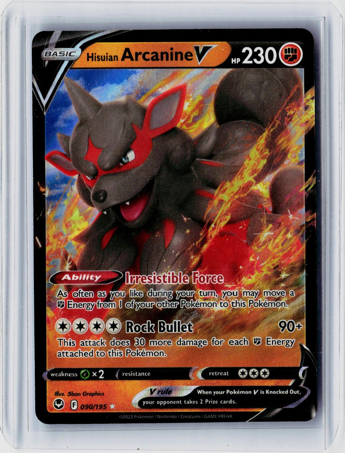 Hisuian Arcanine V Holo Ultra Rare SWSH12: Silver Tempest 090/195 NM