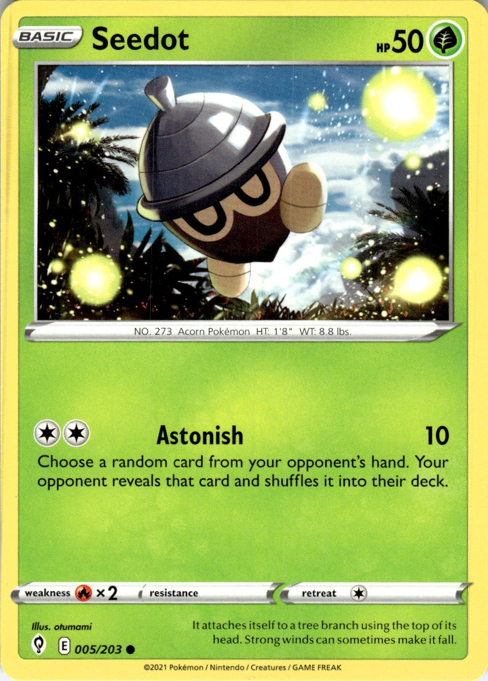 2021 POKEMON SEEDOT 005/203 COMMON EVOLVING SKIES NEAR MINT