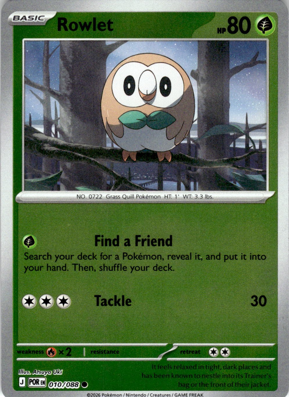 Rowlet 010/088 Common Perfect Order Pokemon Near Mint
