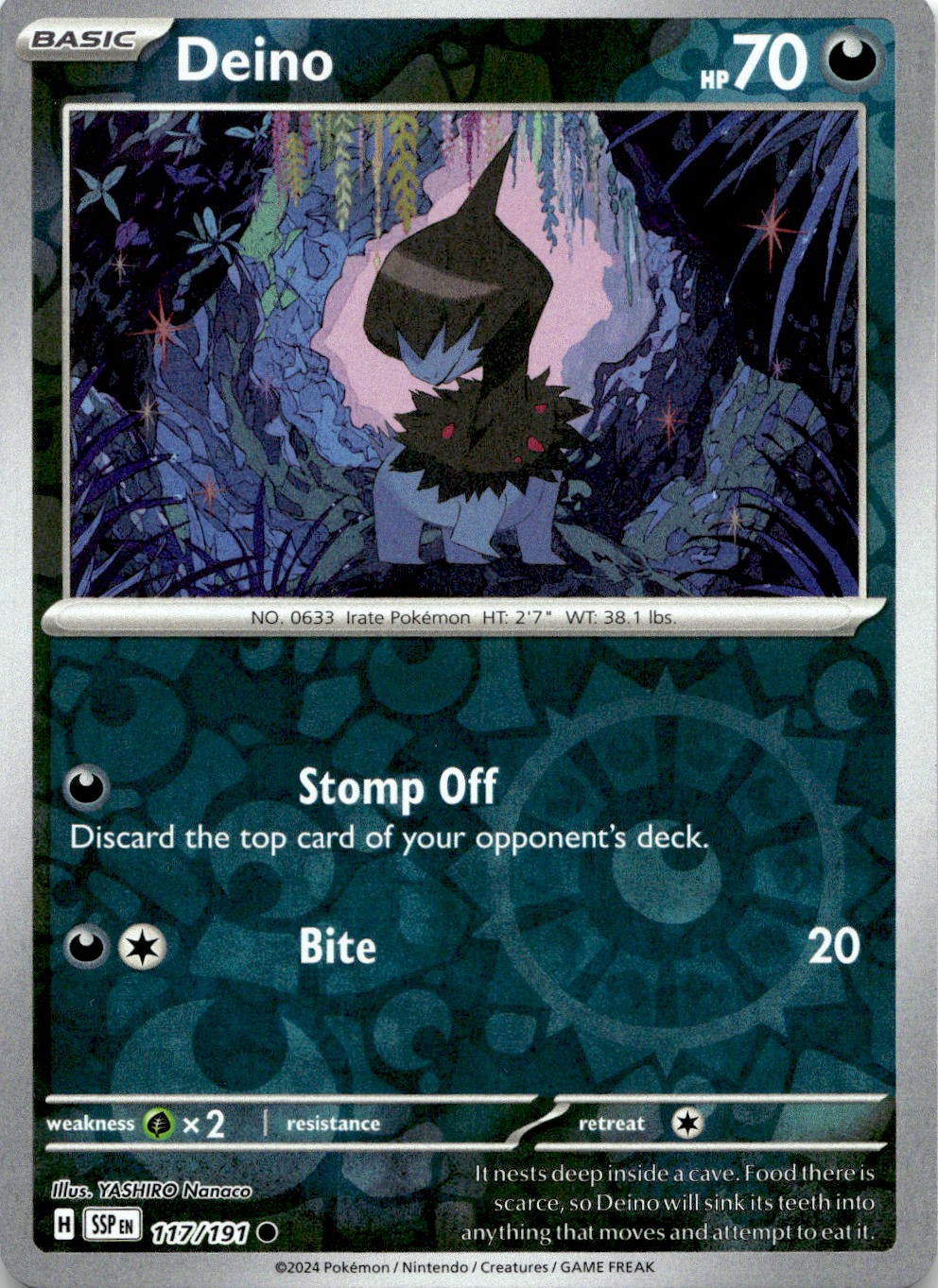 Deino 117/191 Common Surging Sparks Pokemon Reverse Holo Near Mint