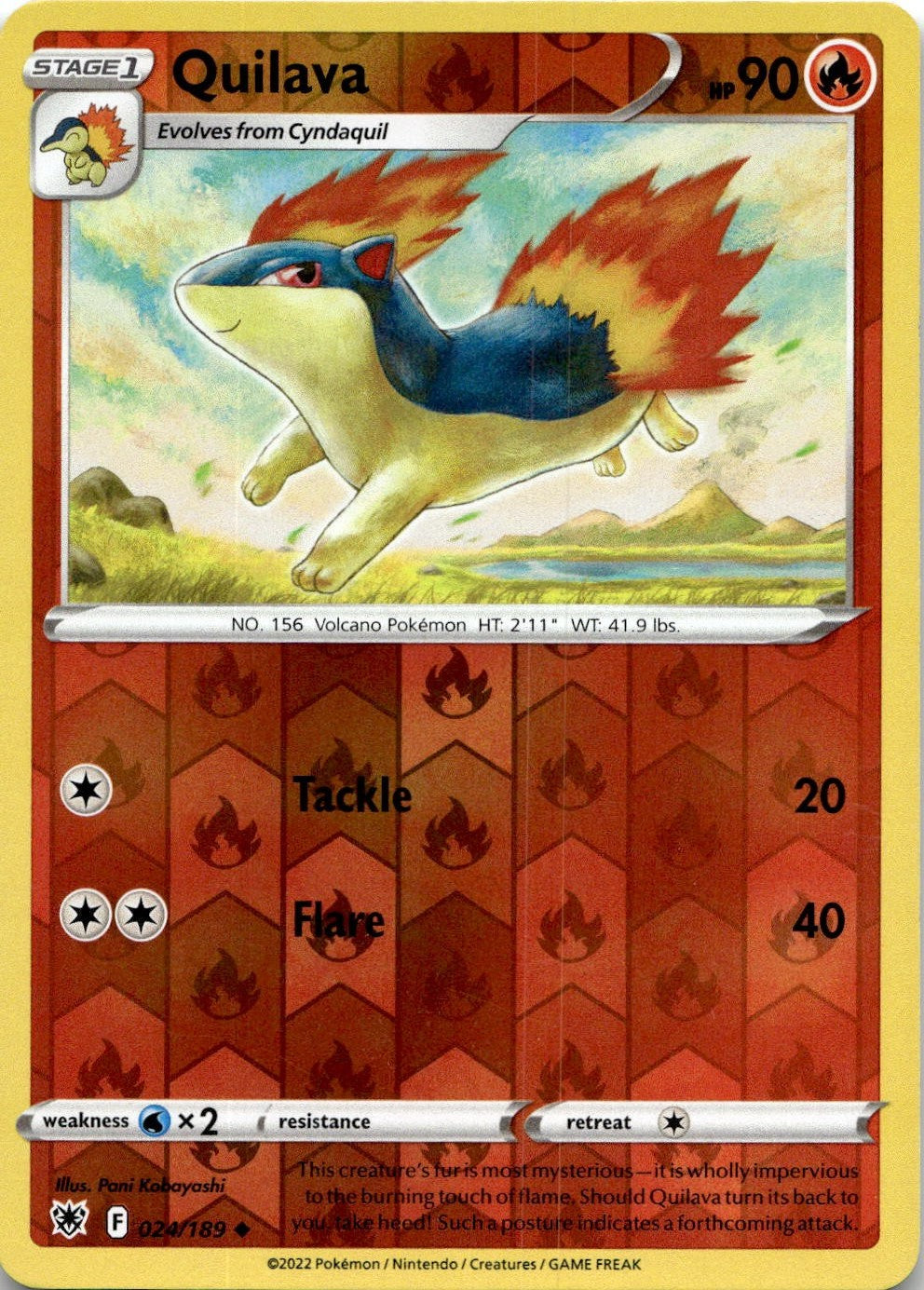 Quilava 024/189 Uncommon Astral Radiance Pokemon Reverse Holo Near Mint