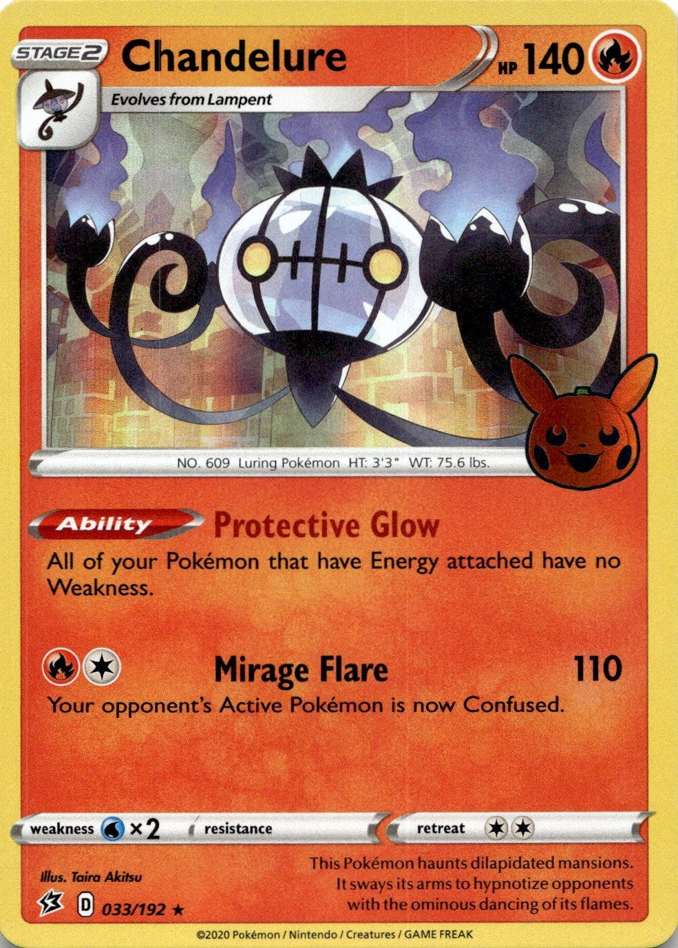 Chandelure 033/192 Holo Promo Trick or Trade BOOster Pokemon Near Mint