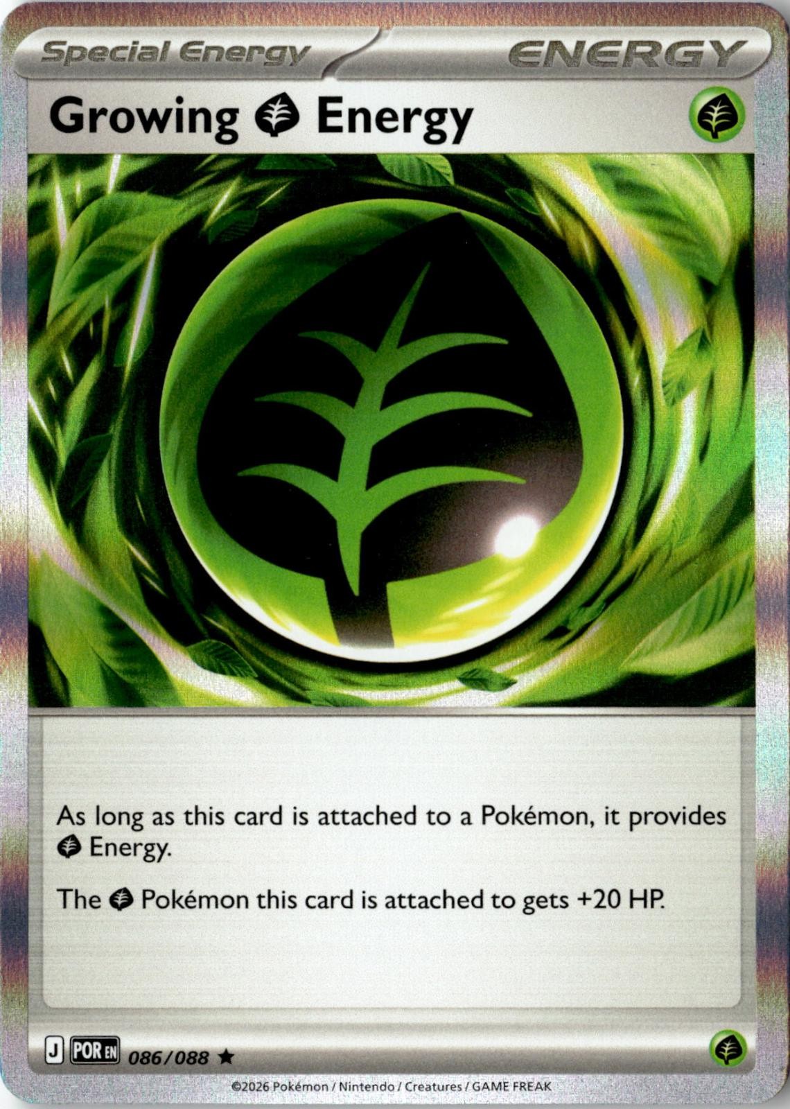 2022 POKEMON GROWING GRASS ENERGY 086/088 RARE PRIZE PACK SERIES CARDS NEAR MINT