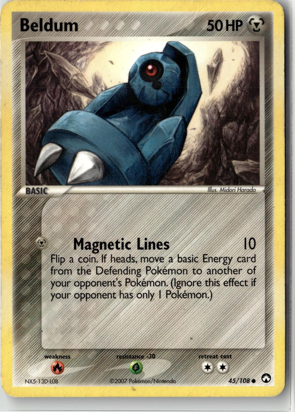 2007 POKEMON BELDUM 45/108 COMMON POWER KEEPERS NEAR MINT