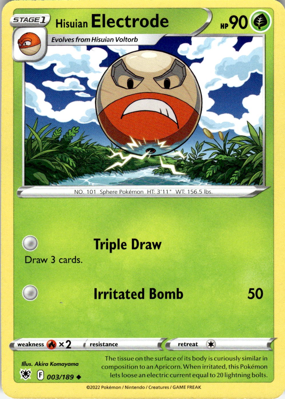 Hisuian Electrode 003/189 Uncommon Astral Radiance Pokemon Near Mint