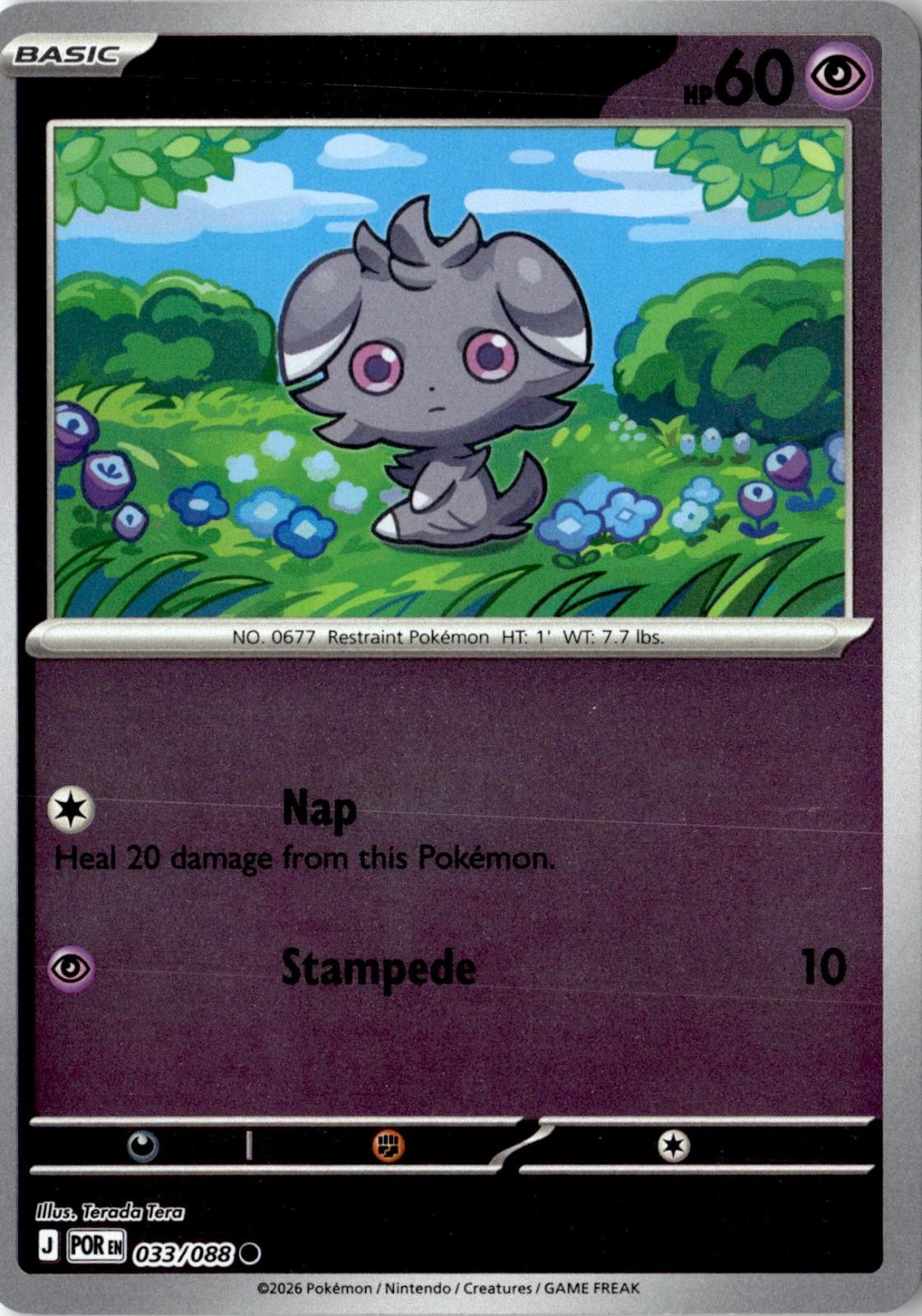 2026 POKEMON ESPURR 033/088 COMMON PERFECT ORDER REVERSE HOLO NEAR MINT