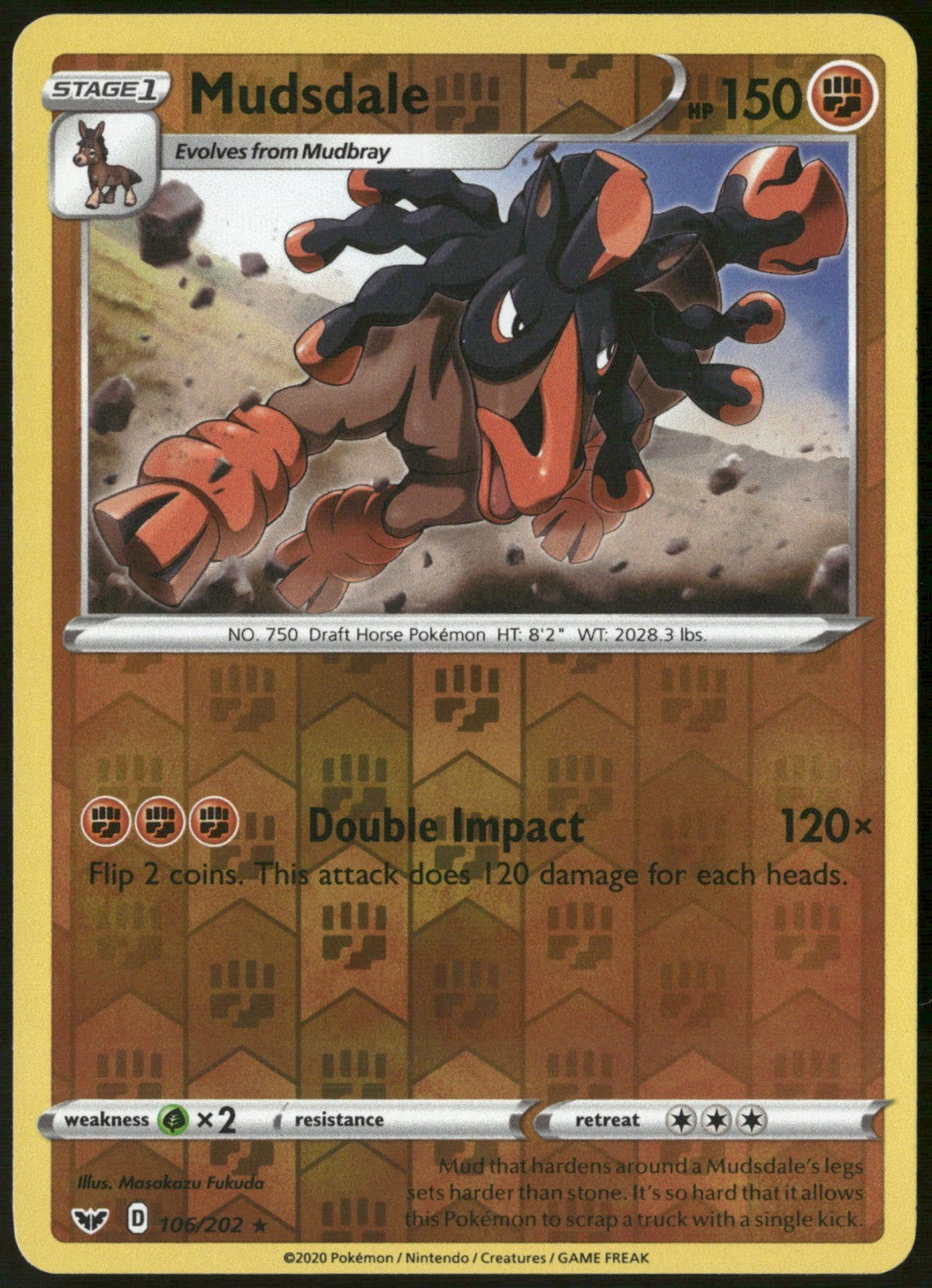 Mudsdale Reverse Holo Rare SWSH01: Sword & Shield Base Set 106/202 NM