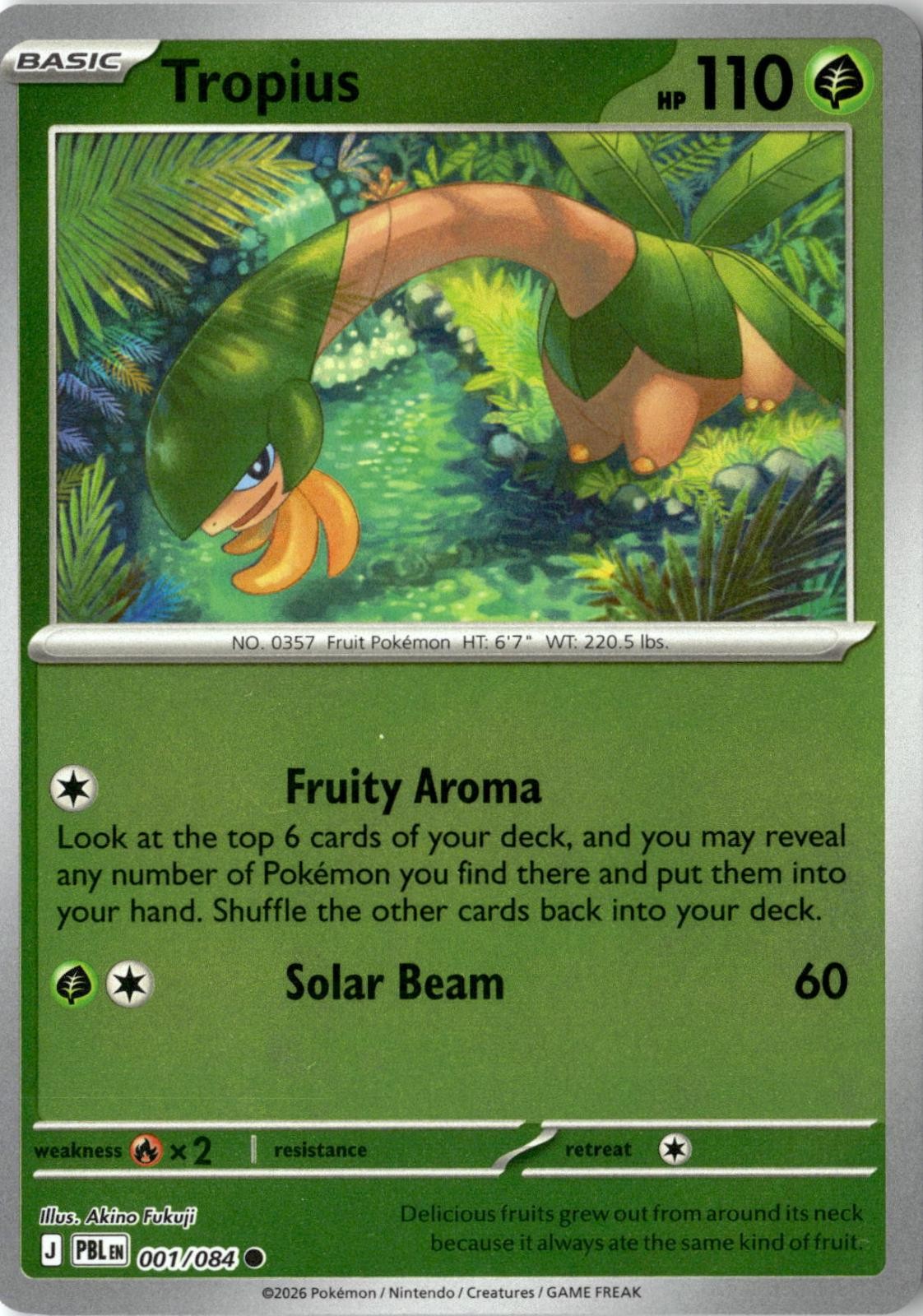 2026 POKEMON TROPIUS 001/084 COMMON PITCH BLACK NEAR MINT