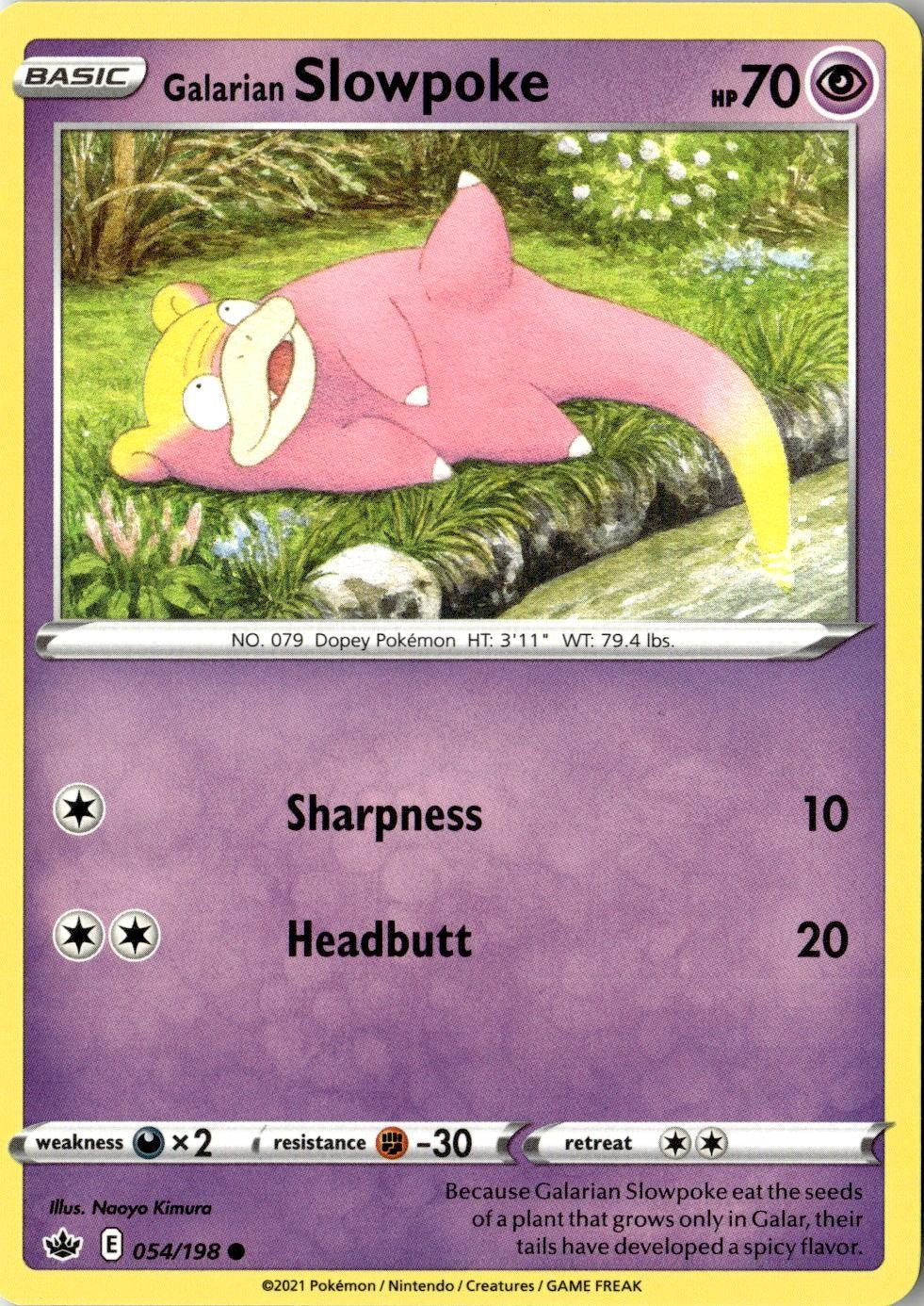 2021 POKEMON GALARIAN SLOWPOKE 054/198 COMMON CHILLING REIGN NEAR MINT