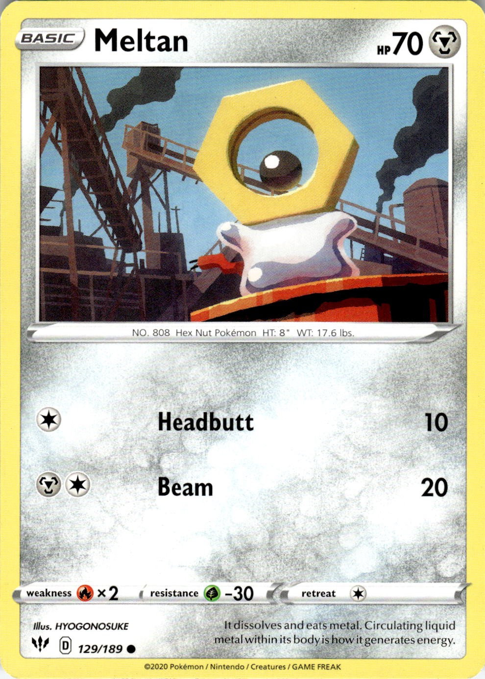 Meltan 129/189 Common Darkness Ablaze Pokemon Near Mint