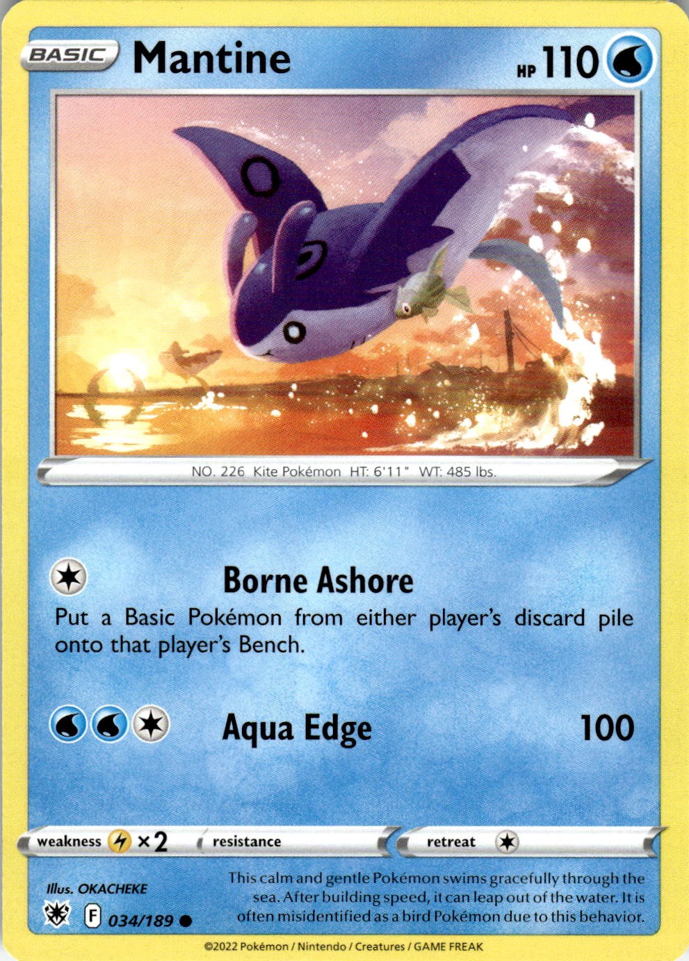 Mantine 034/189 Common Astral Radiance Pokemon Near Mint