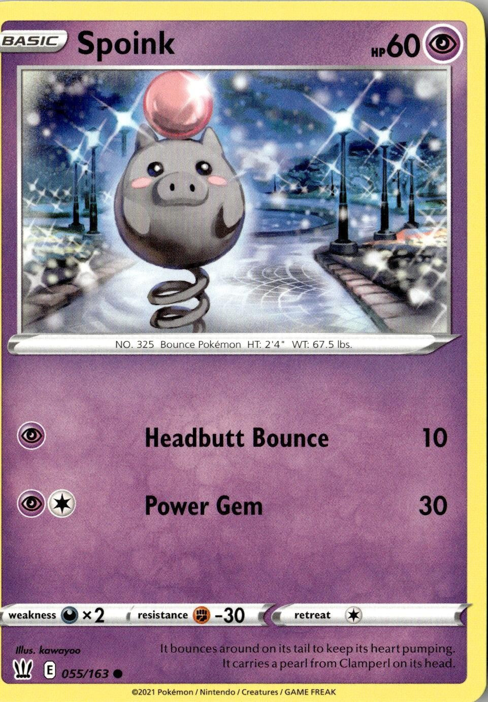 2021 POKEMON SPOINK 055/163 COMMON BATTLE STYLES NEAR MINT