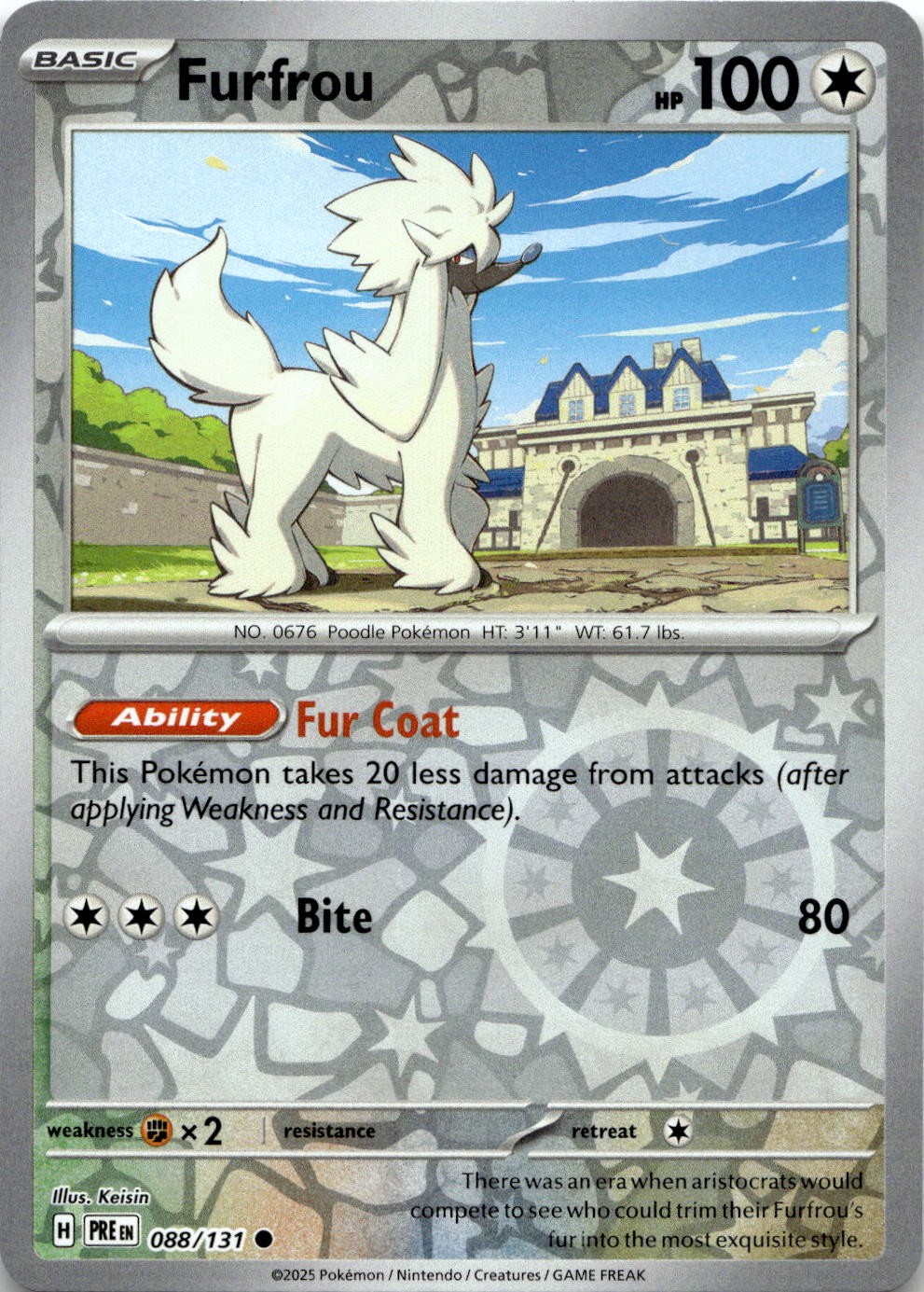 Furfrou 088/131 Common Prismatic Evolutions Pokemon Reverse Holo Near Mint