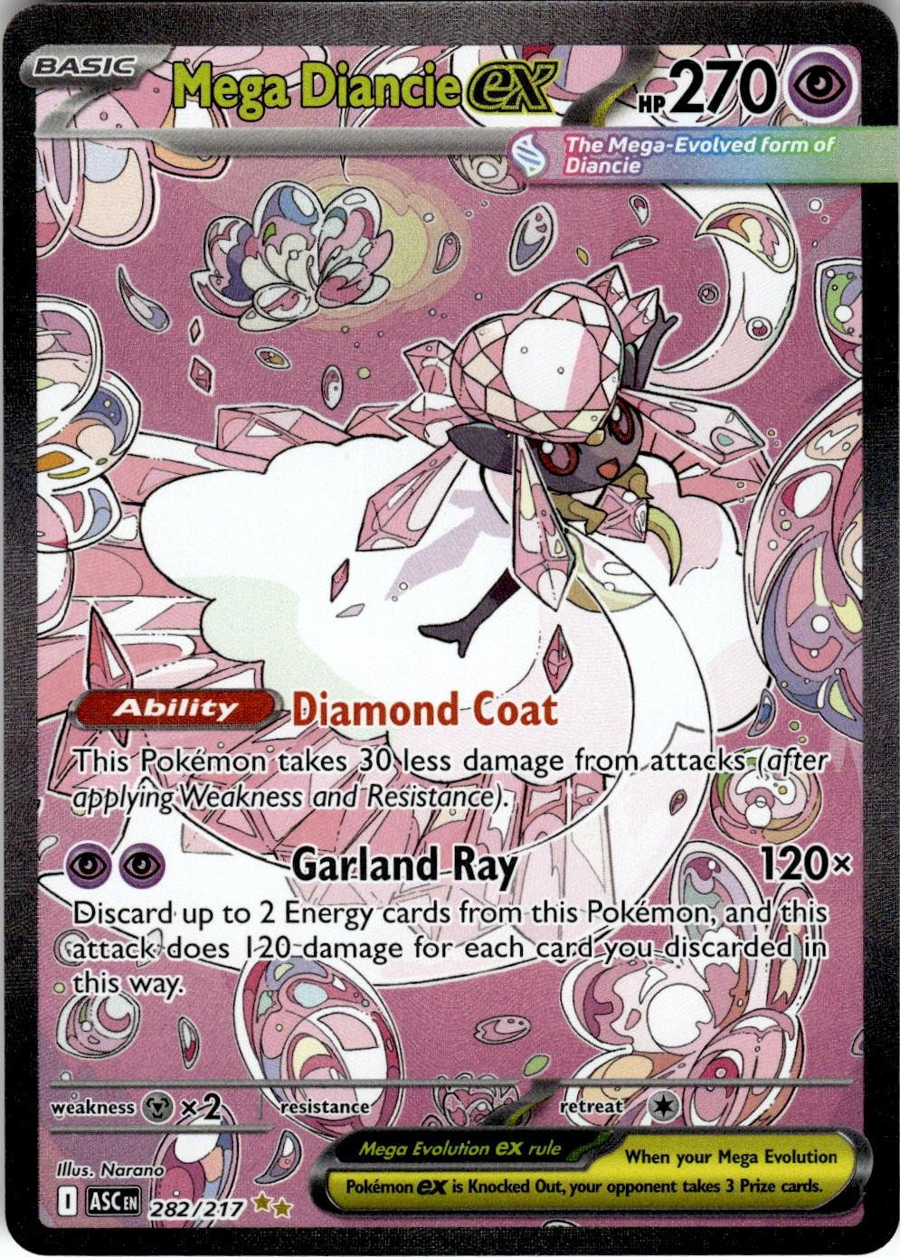 POKEMON MEGA DIANCIE EX 282/217 ASCENDED HEROES HOLO NM