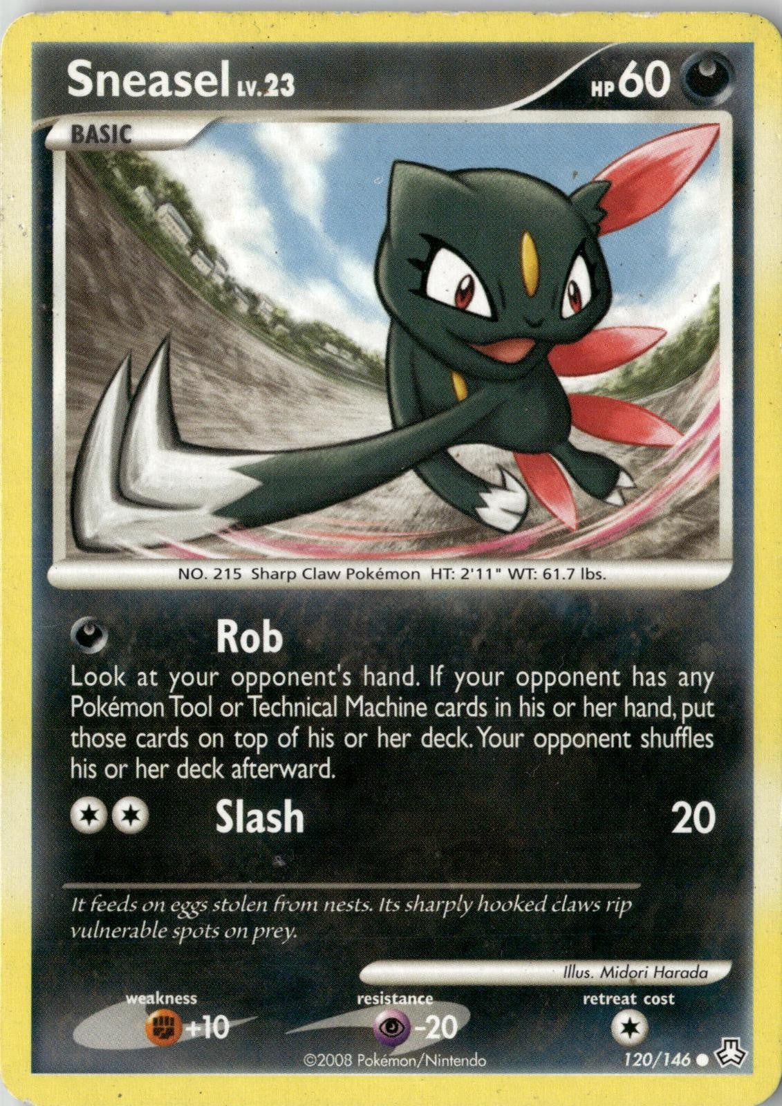 2008 POKEMON SNEASEL 120/146 COMMON LEGENDS AWAKENED NEAR MINT