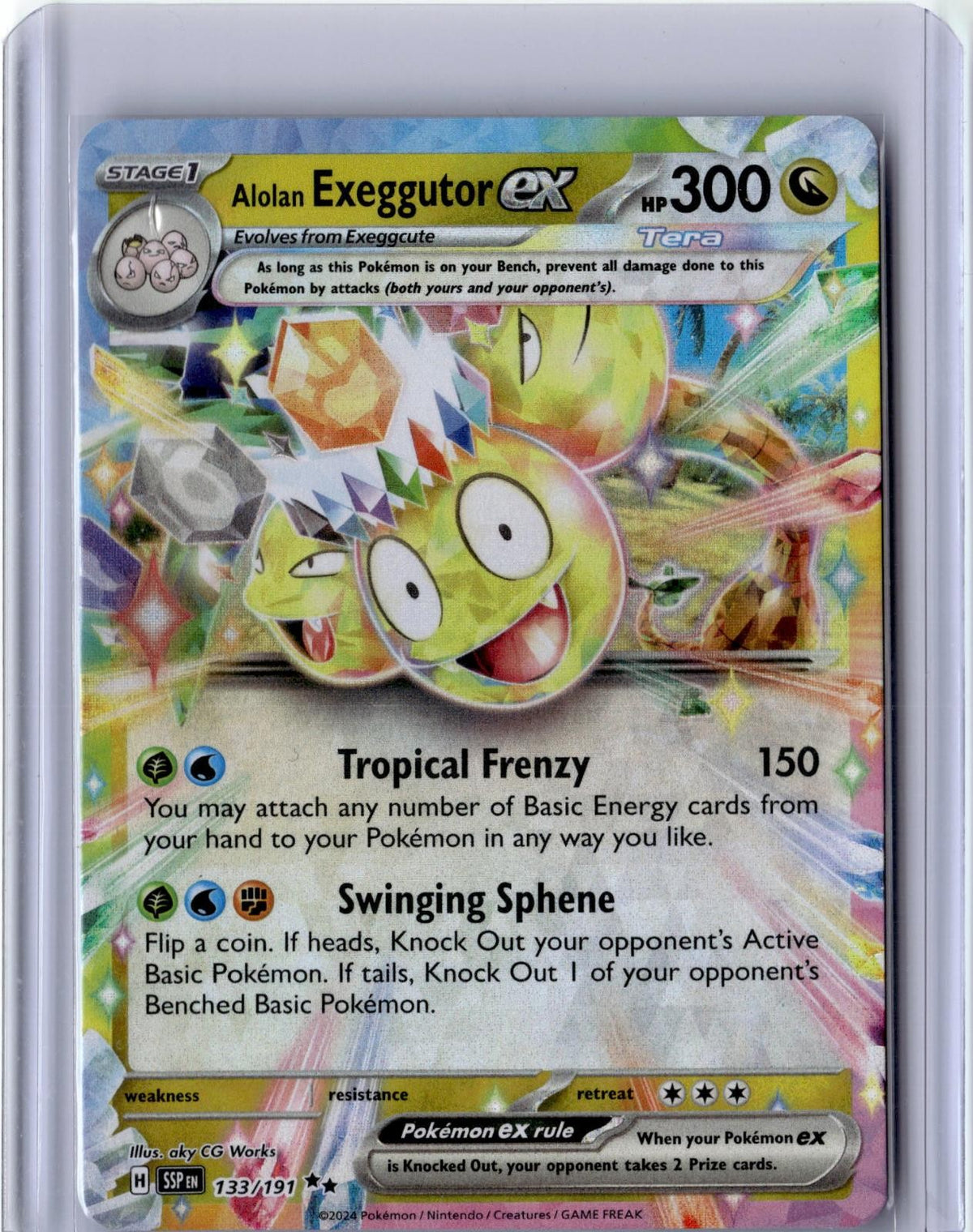 2024 POKEMON ALOLAN EXEGGUTOR EX 133/191 DOUBLE RARE SURGING SPARKS HOLO NM