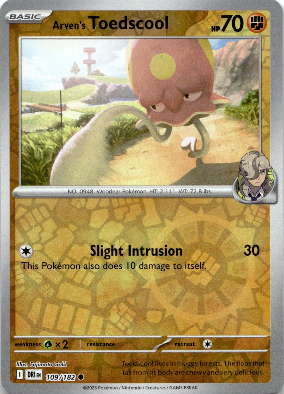 Arven's Toedscool 109/182 Common Destined Rivals Pokemon Reverse Holo Near Mint