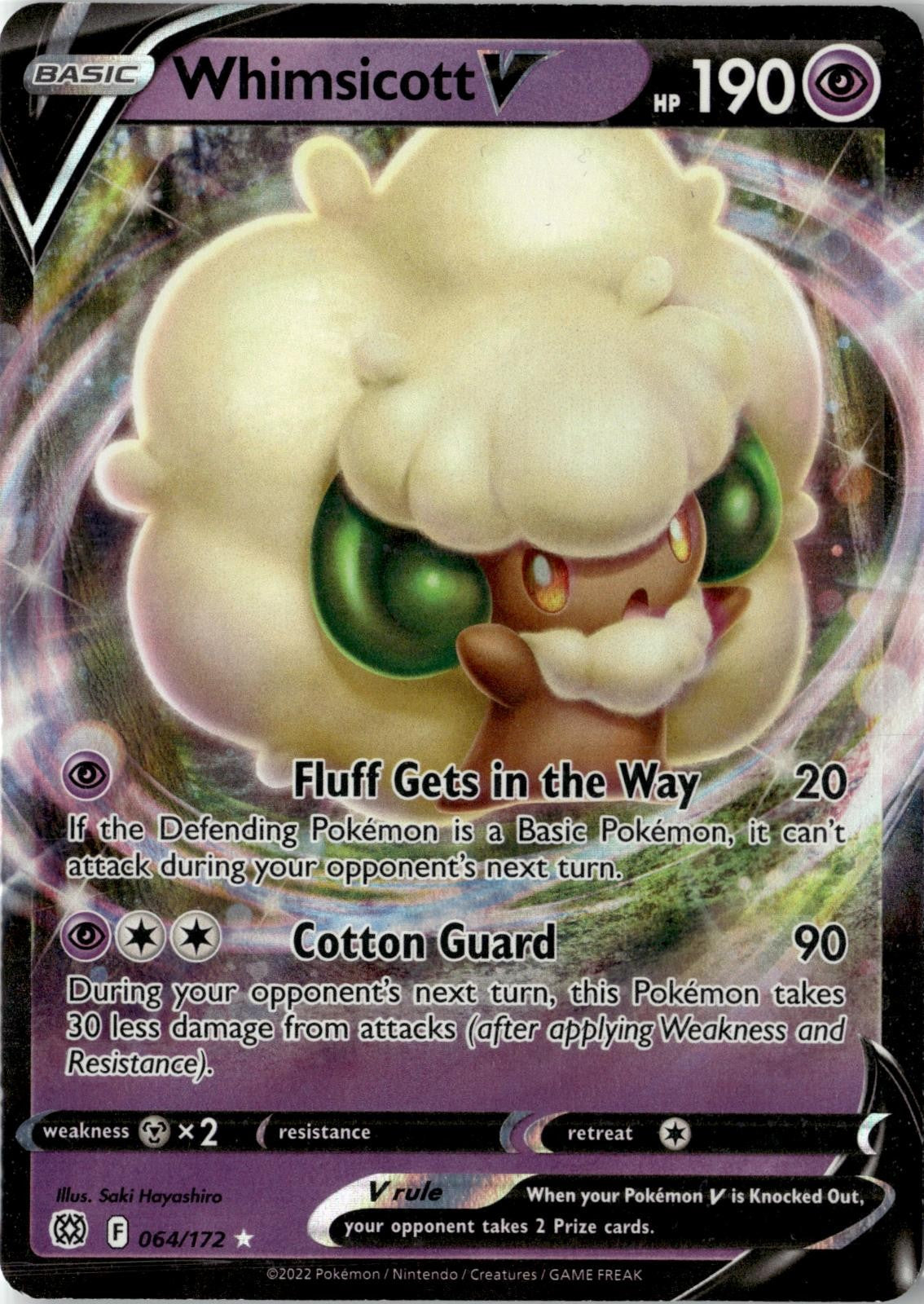 POKEMON WHIMSICOTT V - 160/172 064/172 HOLO PROMO PRIZE PACK SERIES CARDS NM