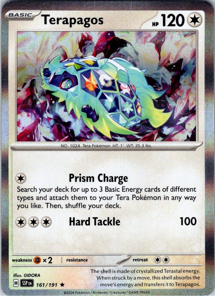 Terapagos 161/191 Rare Surging Sparks Pokemon Holo Near Mint