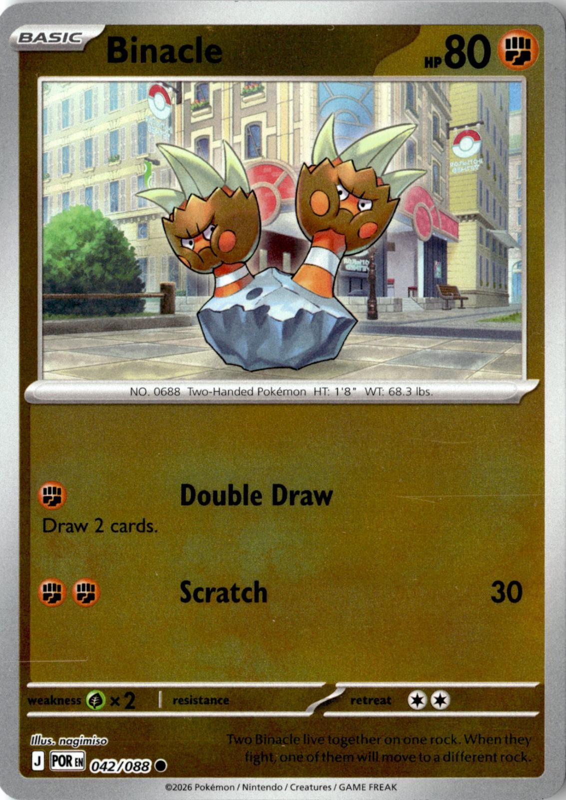 2026 POKEMON BINACLE 042/088 COMMON PERFECT ORDER REVERSE HOLO NEAR MINT