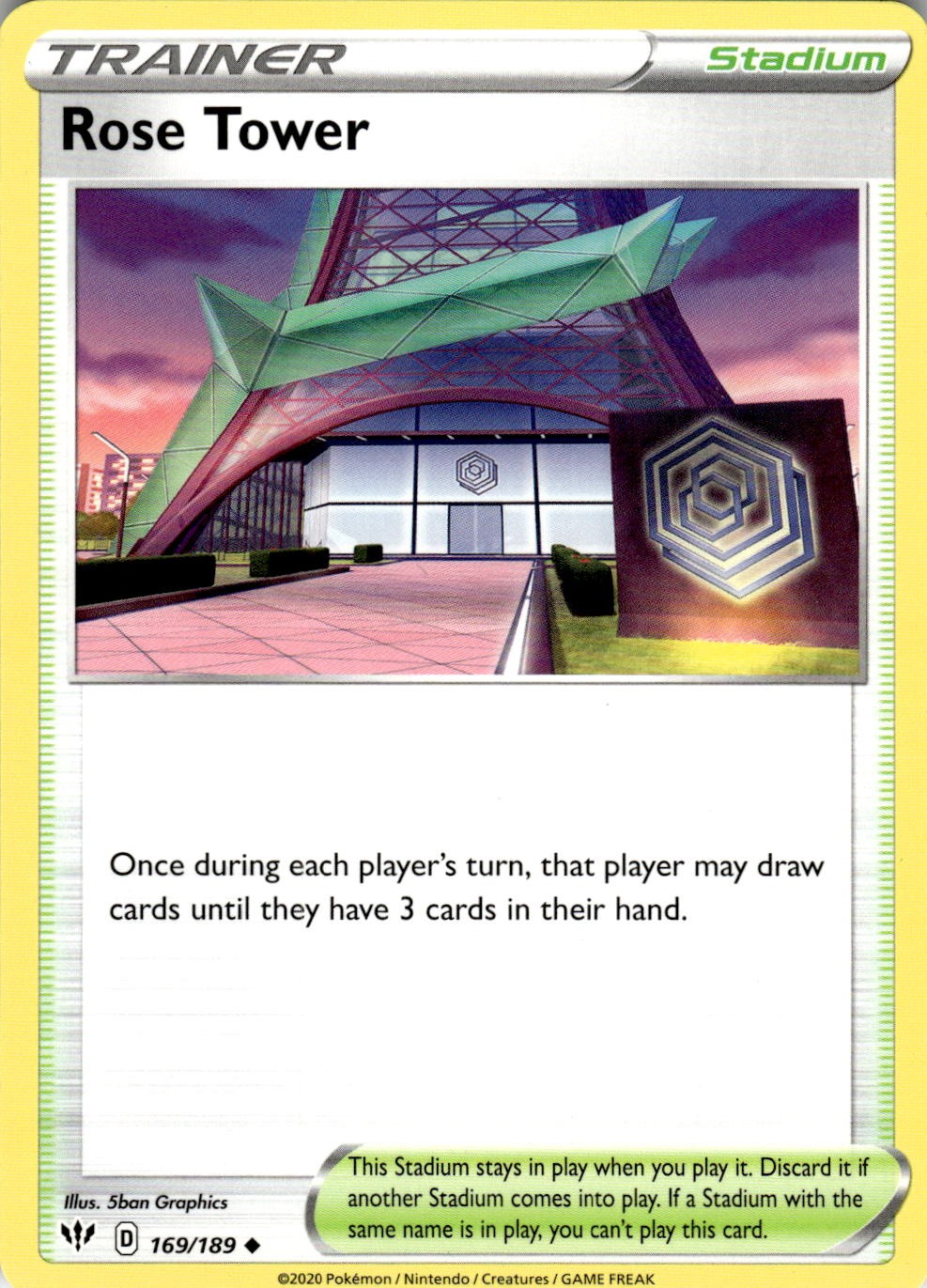 Rose Tower 169/189 Uncommon Darkness Ablaze Pokemon Near Mint