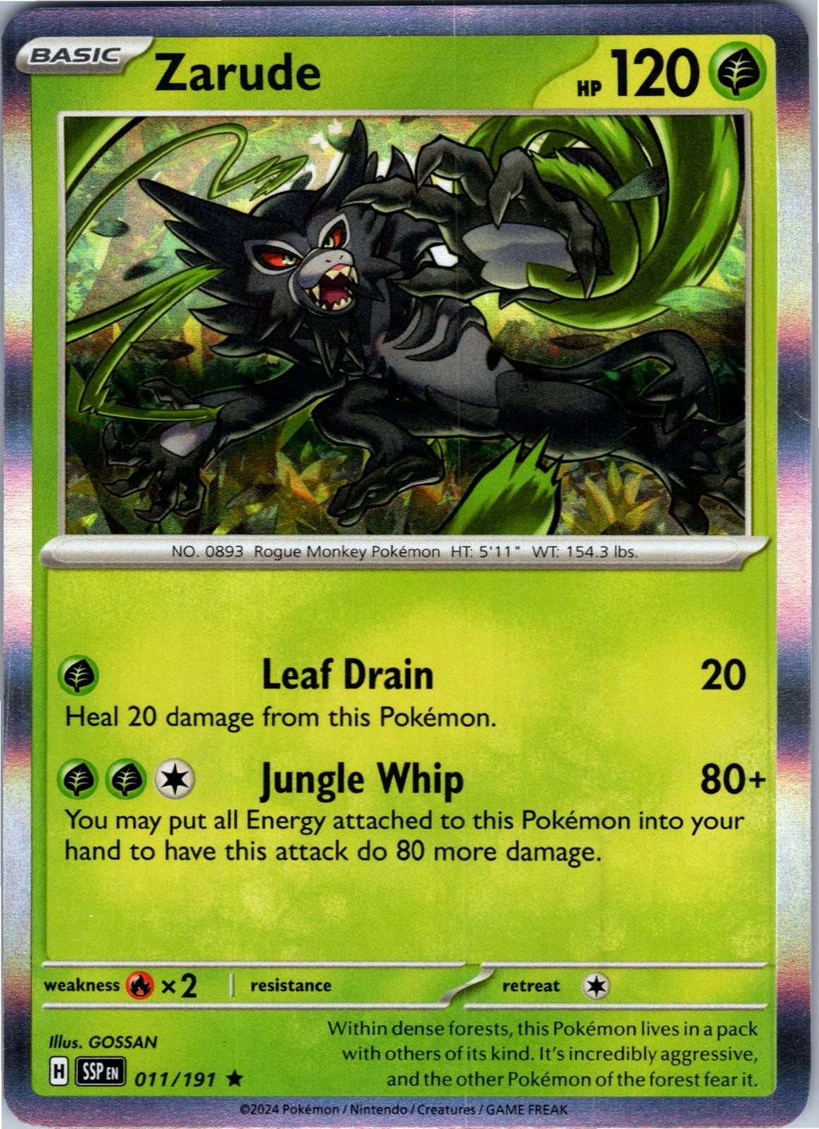 Zarude 011/191 Rare Surging Sparks Pokemon Holo Lightly Played