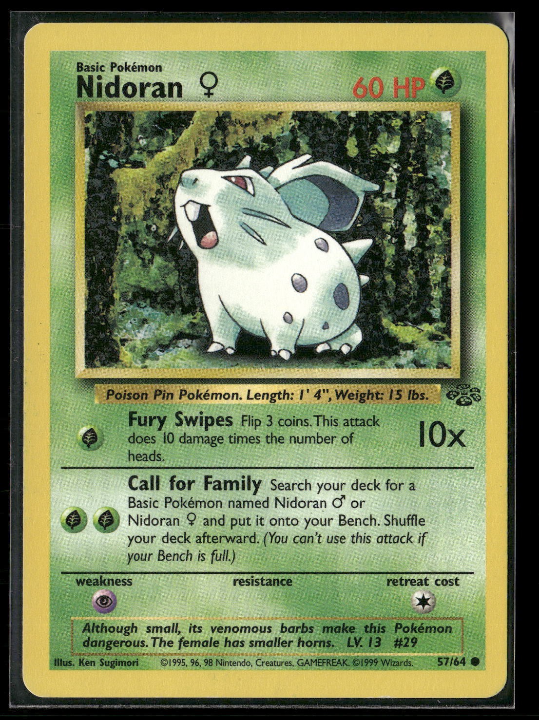 Nidoran F Unlimited Common Jungle 57/64 NM