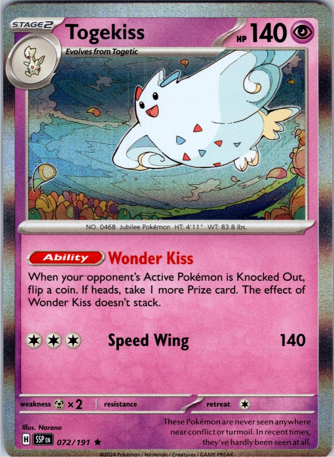 Togekiss 072/191 Rare Surging Sparks Pokemon Holo Near Mint