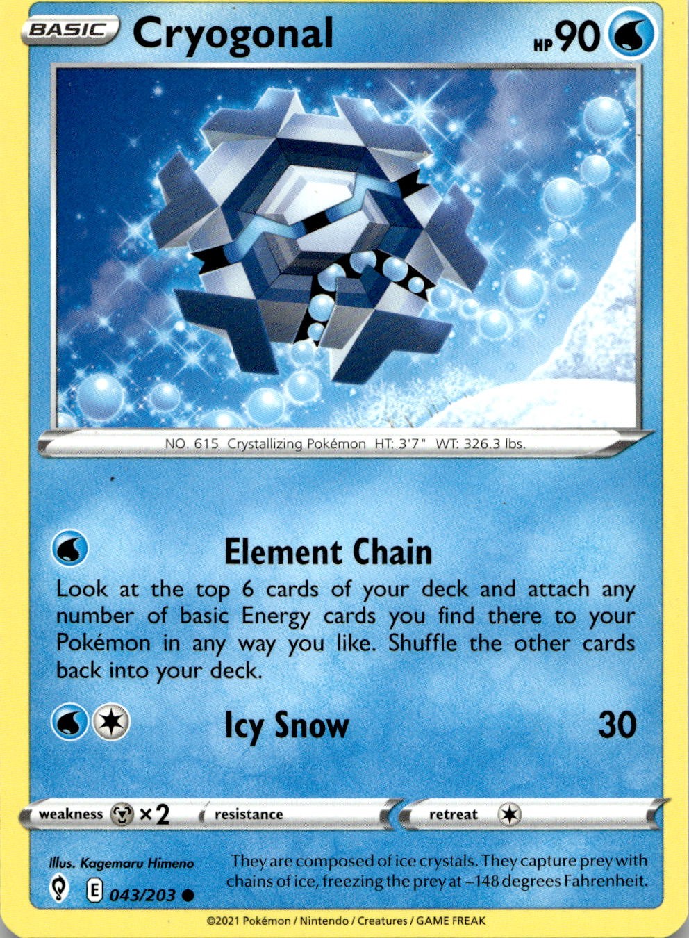 Cryogonal 043/203 Common Evolving Skies Pokemon Lightly Played