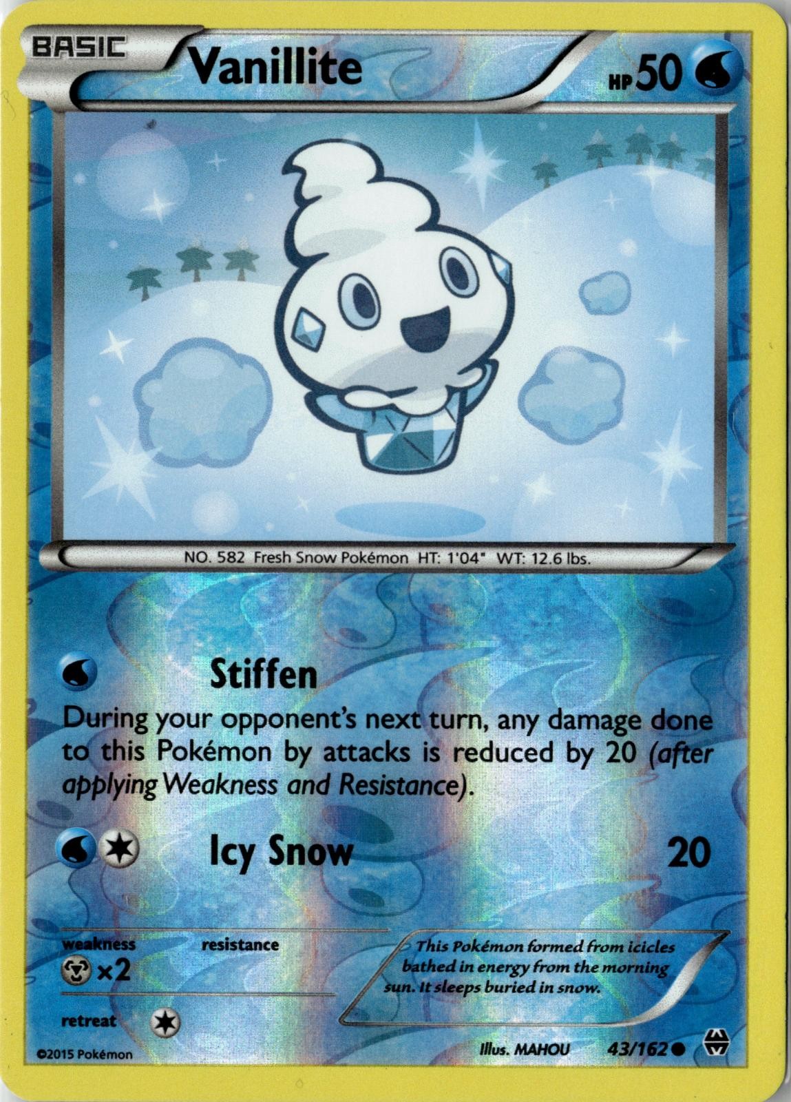 2015 POKEMON VANILLITE 43/162 COMMON BREAKTHROUGH REVERSE HOLO LP